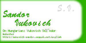 sandor vukovich business card